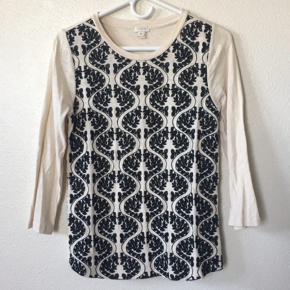 J.Crew Factory Embroidered 3/4 Sleeve Shirt